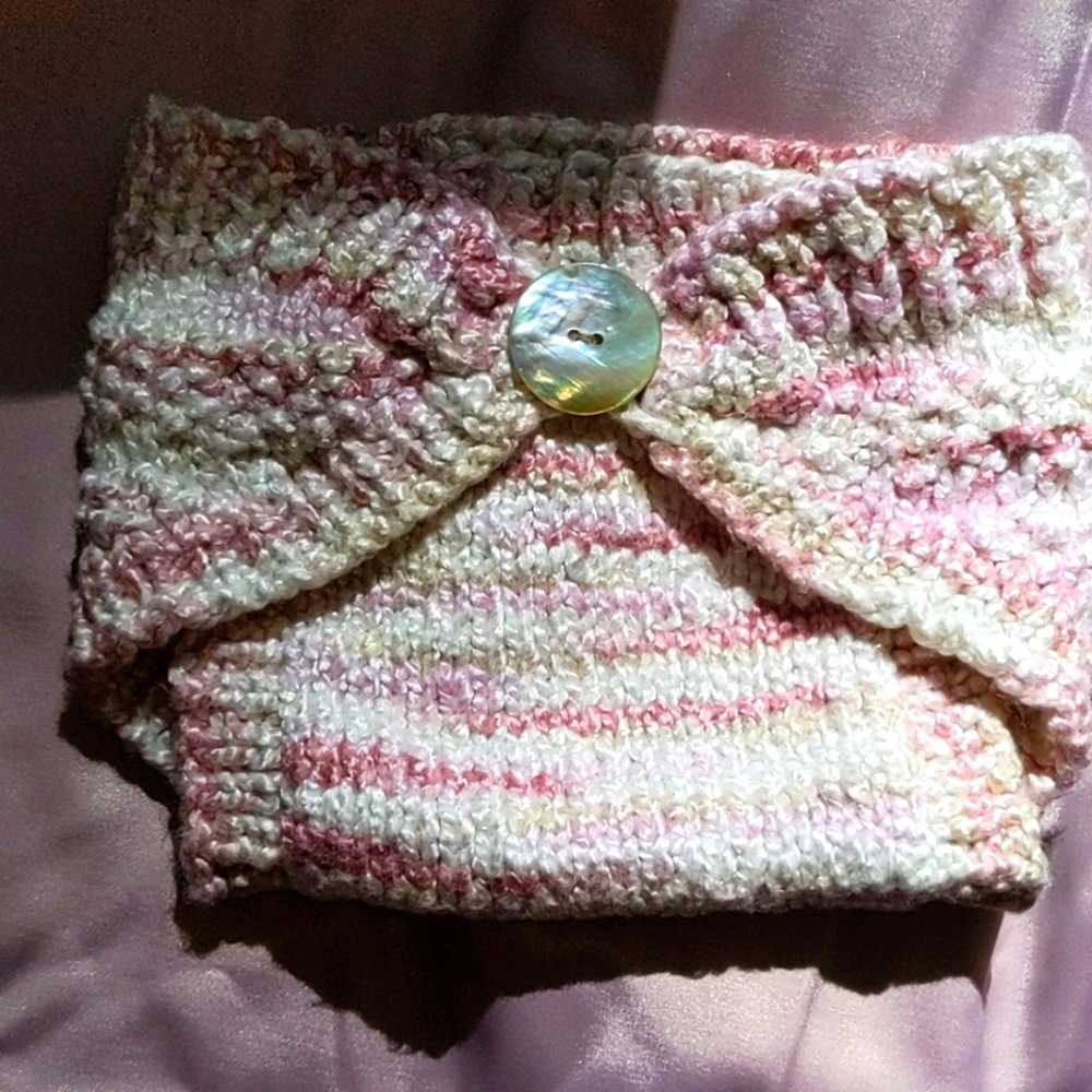 Hand knit set hat and diaper cover up